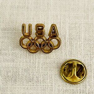 USA Olympic Rings Pin Gold Tone Vintage Sports Collectible 075in